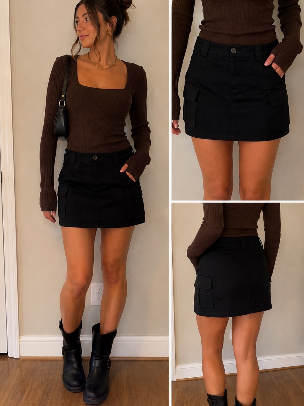 Noisy May Black Cargo Mini Skirt | Size Small | Y2K Utility